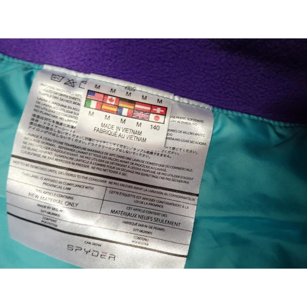 Spyder Puffer Jacket Girls Size M 10/12 Teal Purple Excellent‎ Hooded Insulated